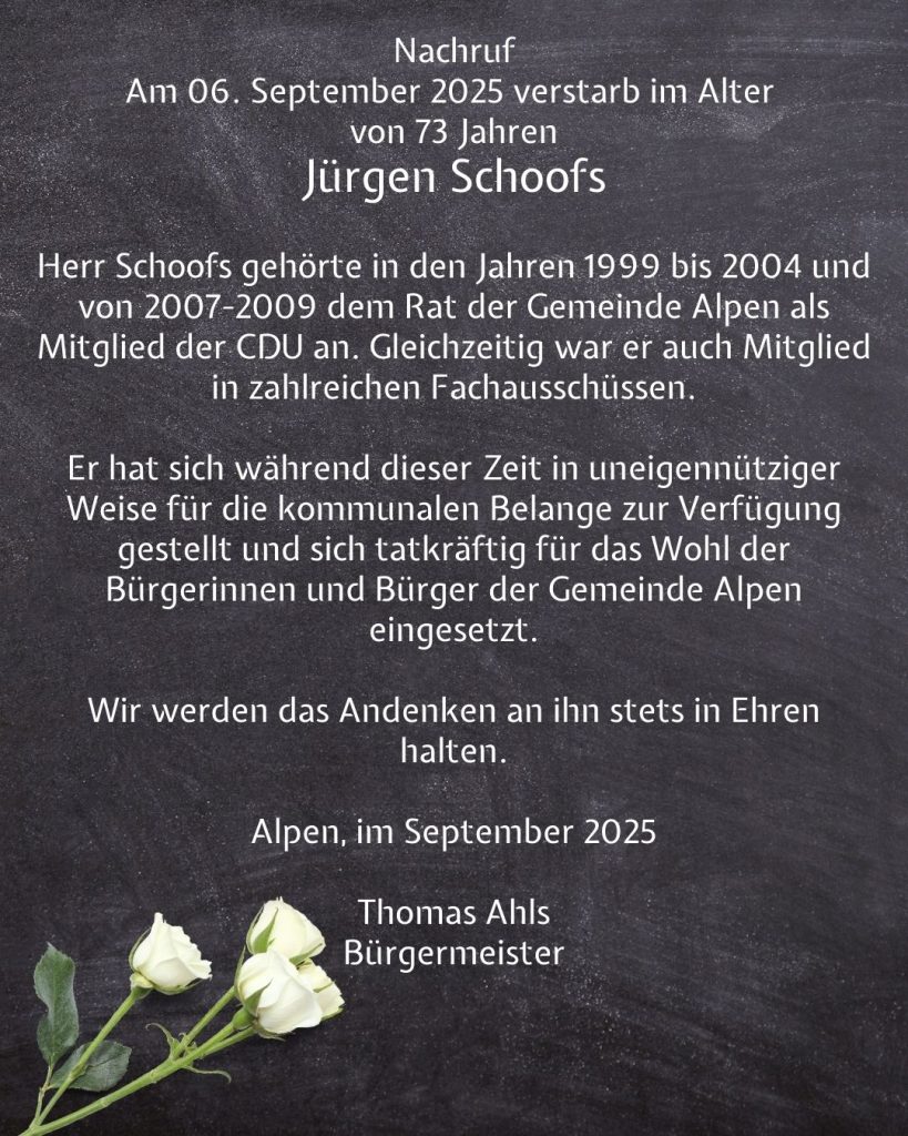 Nachruf Jürgen Schoofs