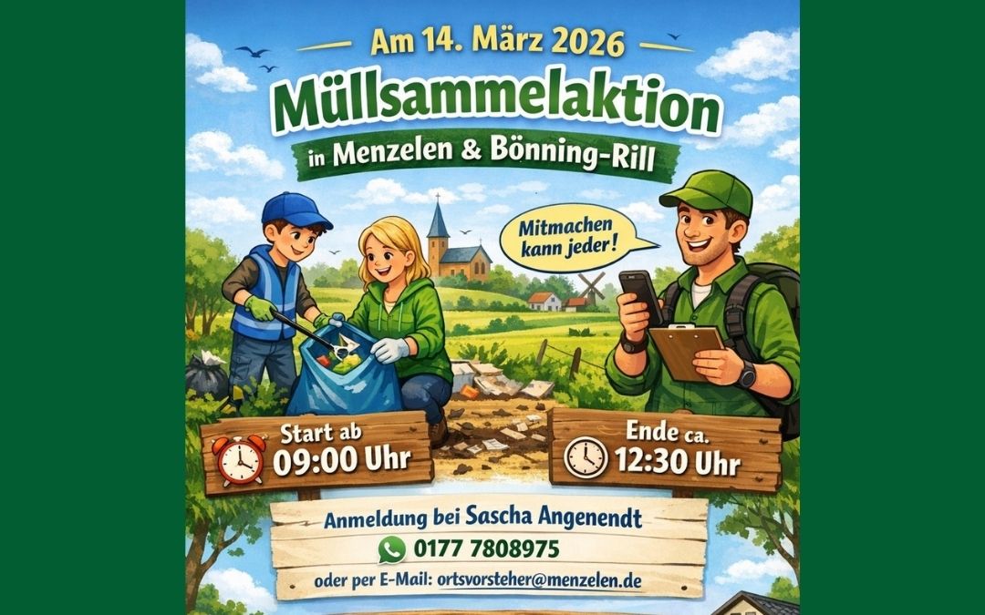 Müllsammelaktion 2026 in Menzelen und Bönning-Rill! Gemeinsam aufräumen!