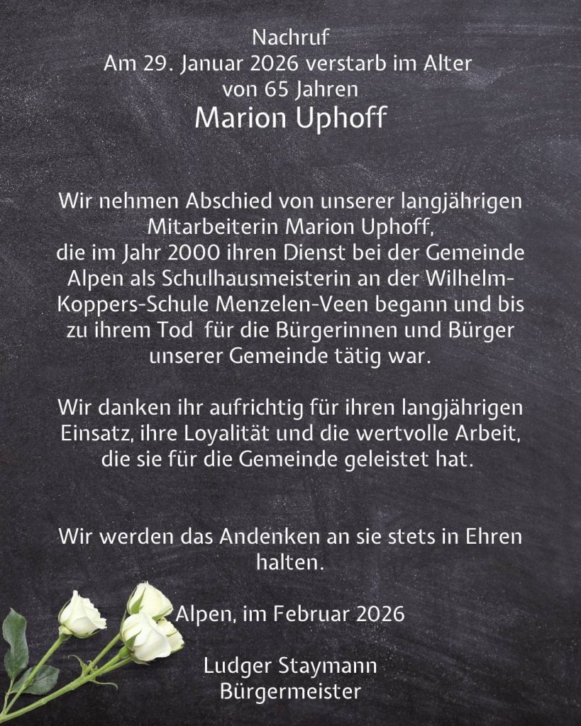 Nachruf Marion Uphoff