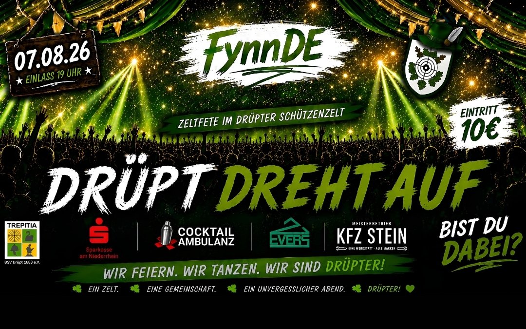 Drüpt dreht auf – die neue Sommerparty auf dem Schützenplatz!