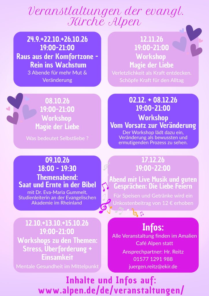 Alle Termine der Workshop Reihe
